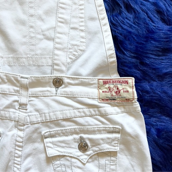 TRUE RELIGION Ripped Frayed Hem Jean Denim Overalls - Picture 13 of 14
